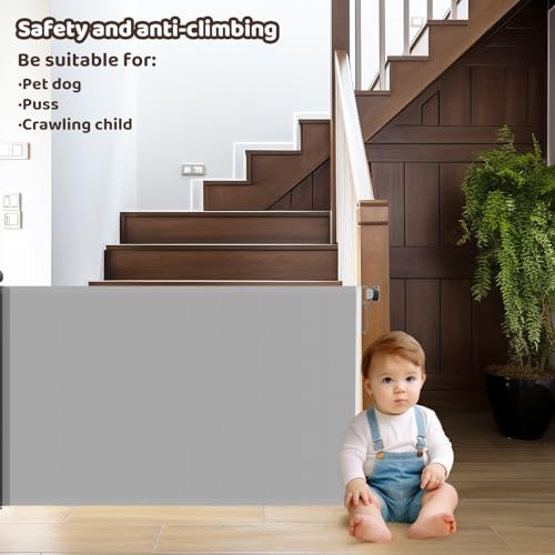 Retractable Baby Gate, 33" Tall, Extends up to 55" Wide F452396