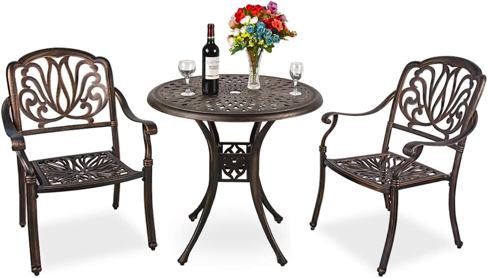 3 Piece Cast Aluminum Bistro Table Set K3790