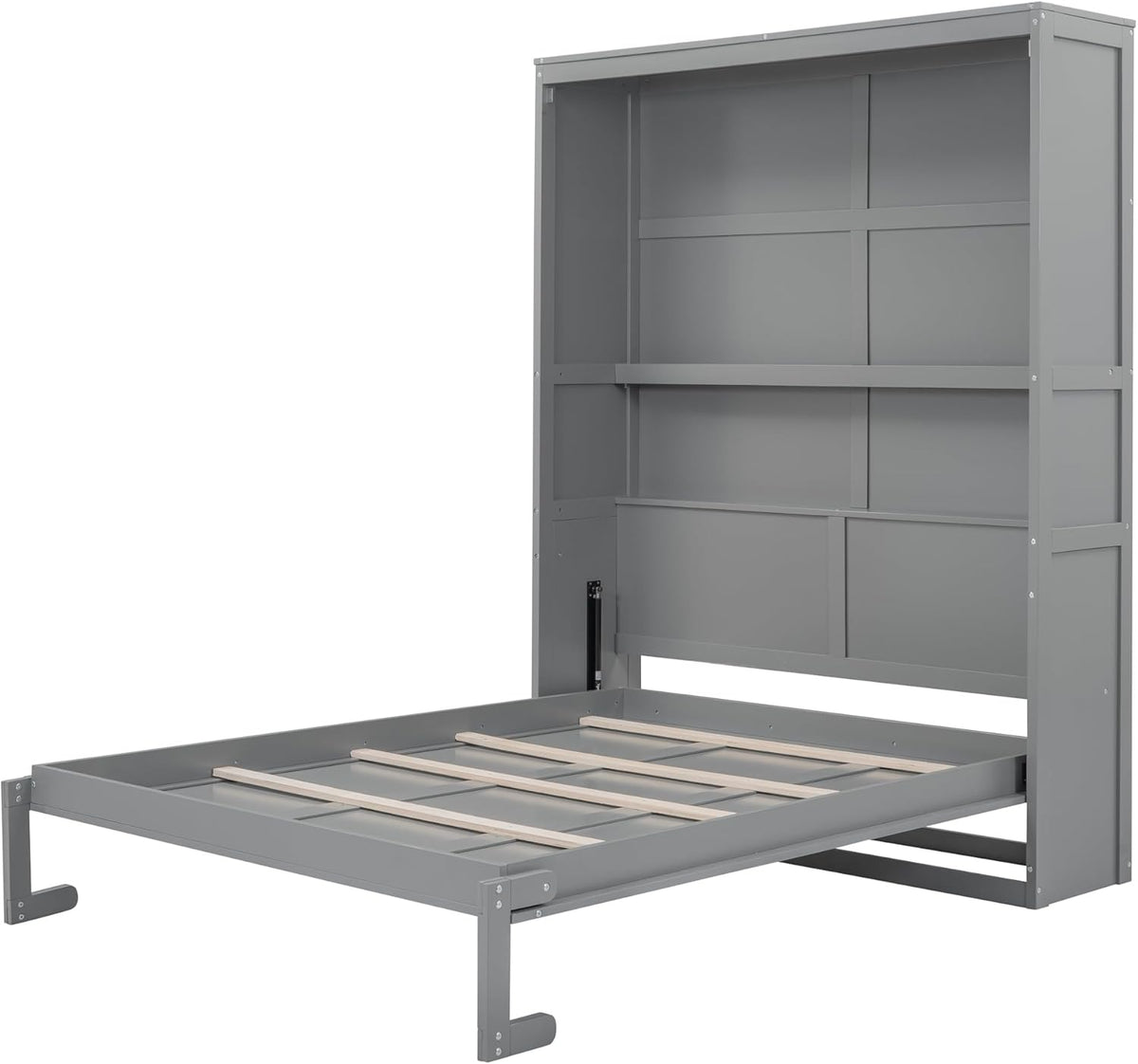 Gray Queen Size Murphy Bed with Shelves H9089