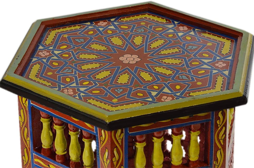 Red Hand Painted Wood Side Table A97469