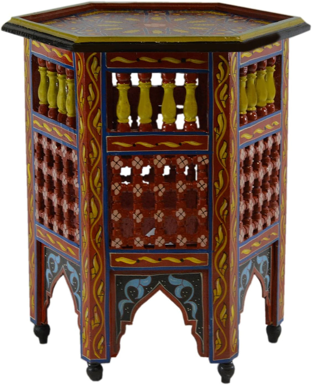 Red Hand Painted Wood Side Table A97469
