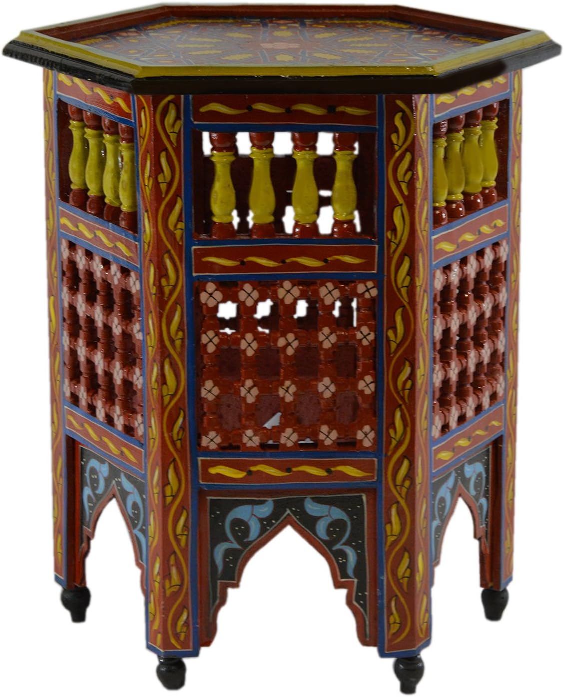 Red Hand Painted Wood Side Table A97469