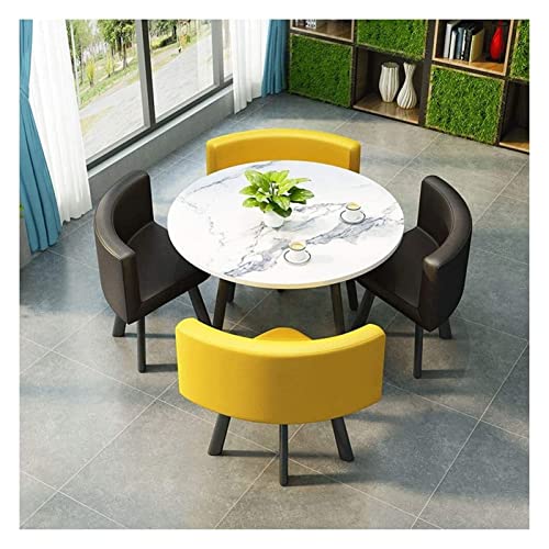 White 80cm Round Table with 4 PU Leather Chairs N33318