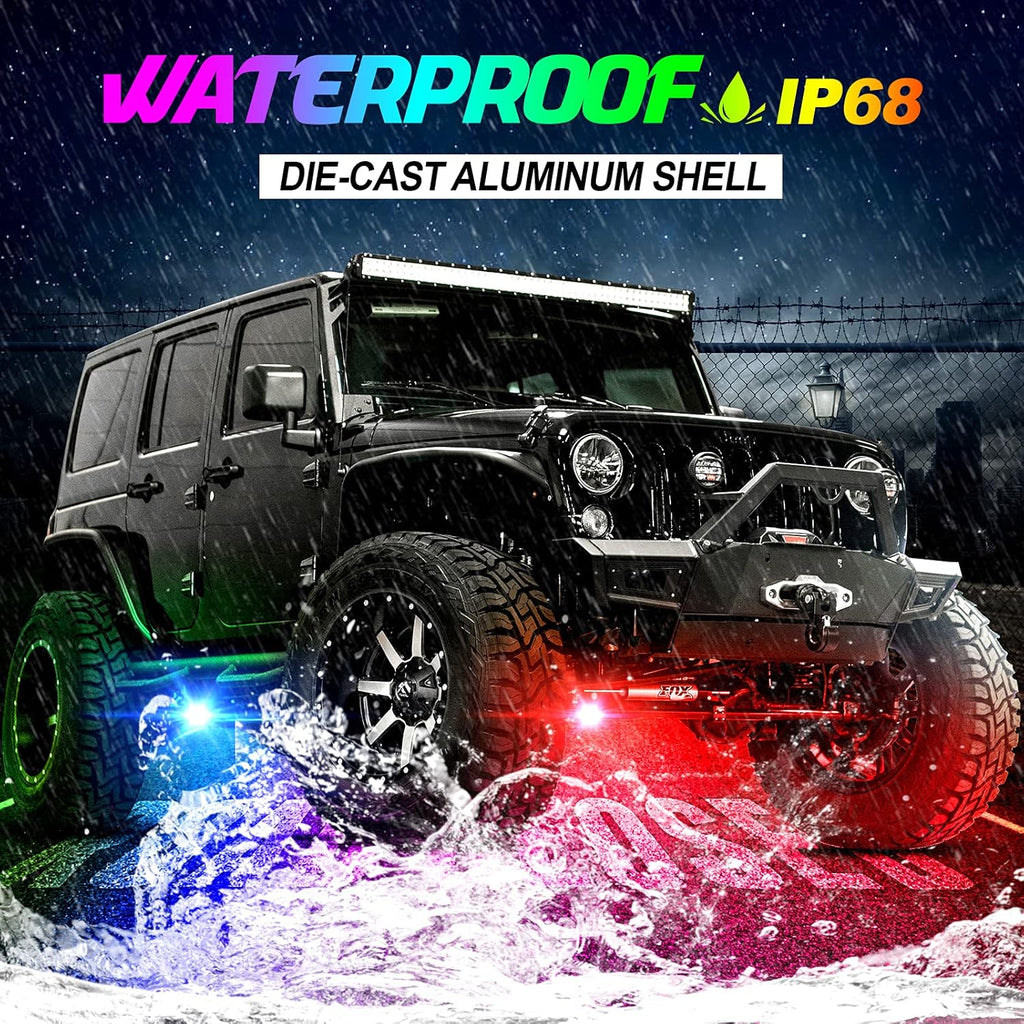 Multicolor Waterproof LED Rock Lights Kit 4 Pods Z261