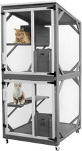 Large Wooden Cat House with Resting Box and Waterproof Roof G801451