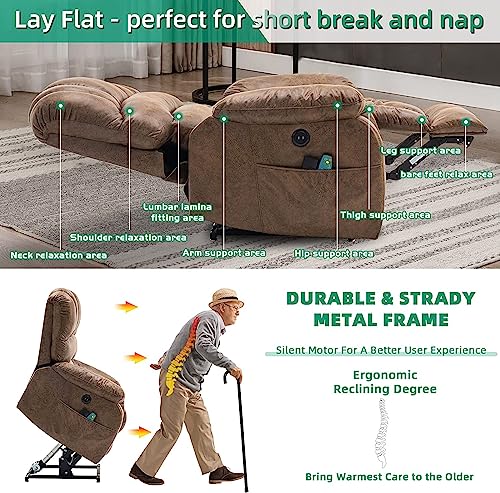 Large Dual Motor Lay Flat Lift Recliner Chair with Heat & Massage Y978