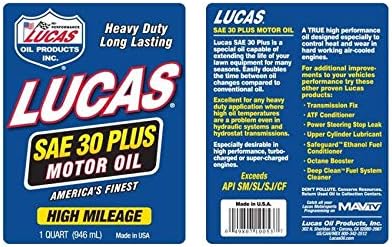 SAE 30W Petroleum Motor Oil 1 Quart 6 Pack M744