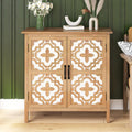 Hand-Carved Sideboard Buffet Cabinet with Doors and Shelf, Antique Brown O12309