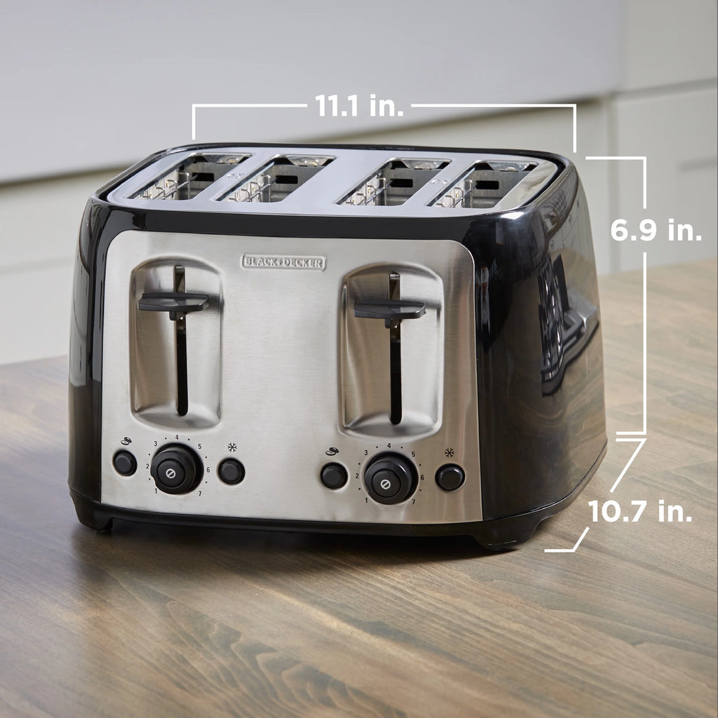 4-Slice Toaster with Extra-Wide Slots, Black/Silver W223236