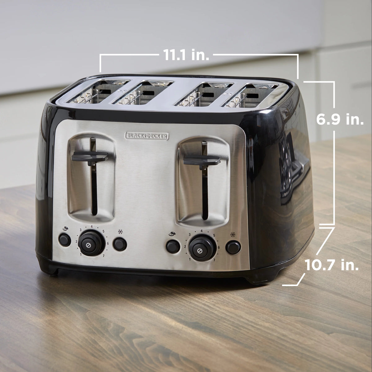 4-Slice Toaster with Extra-Wide Slots, Black/Silver W223236