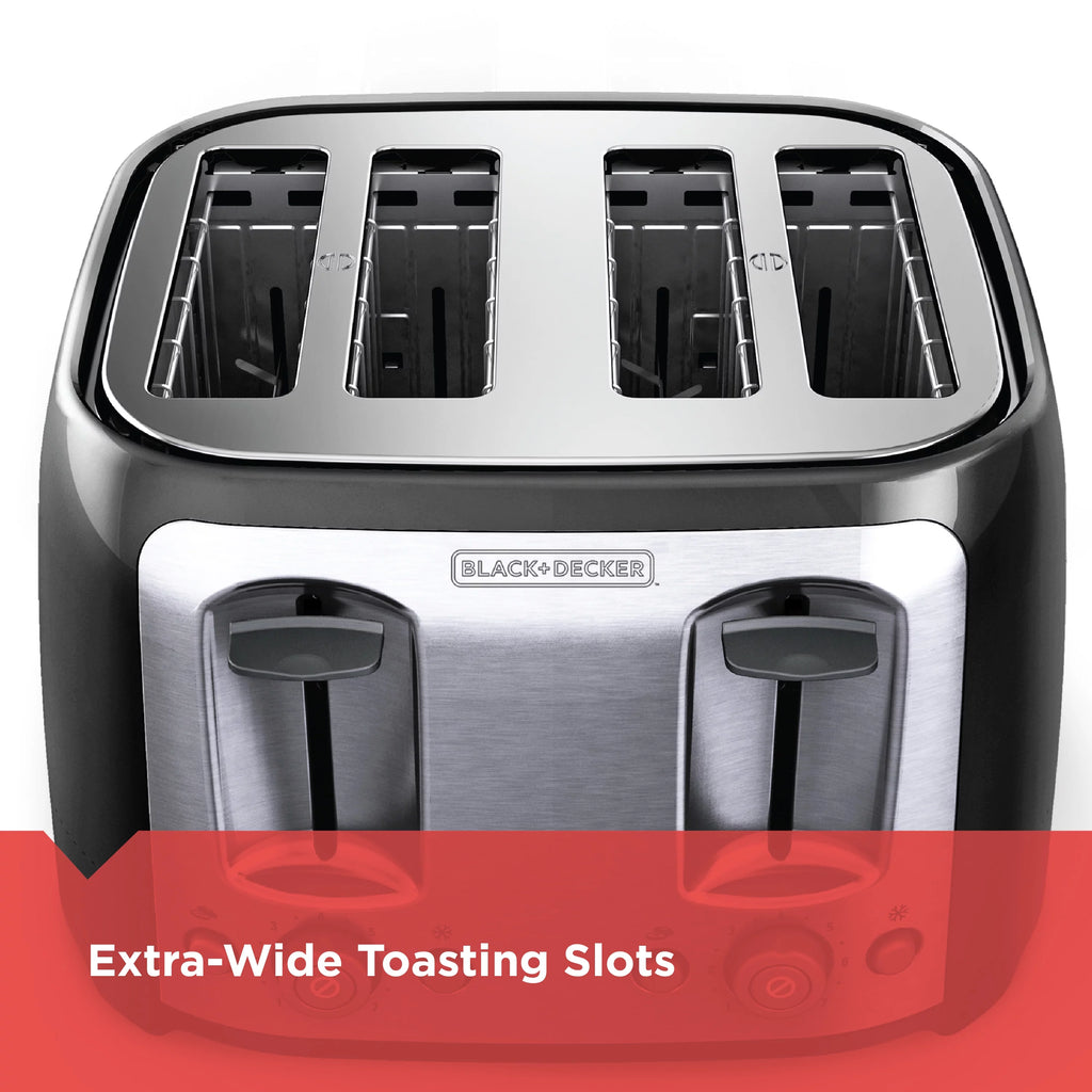 4-Slice Toaster with Extra-Wide Slots, Black/Silver W223236