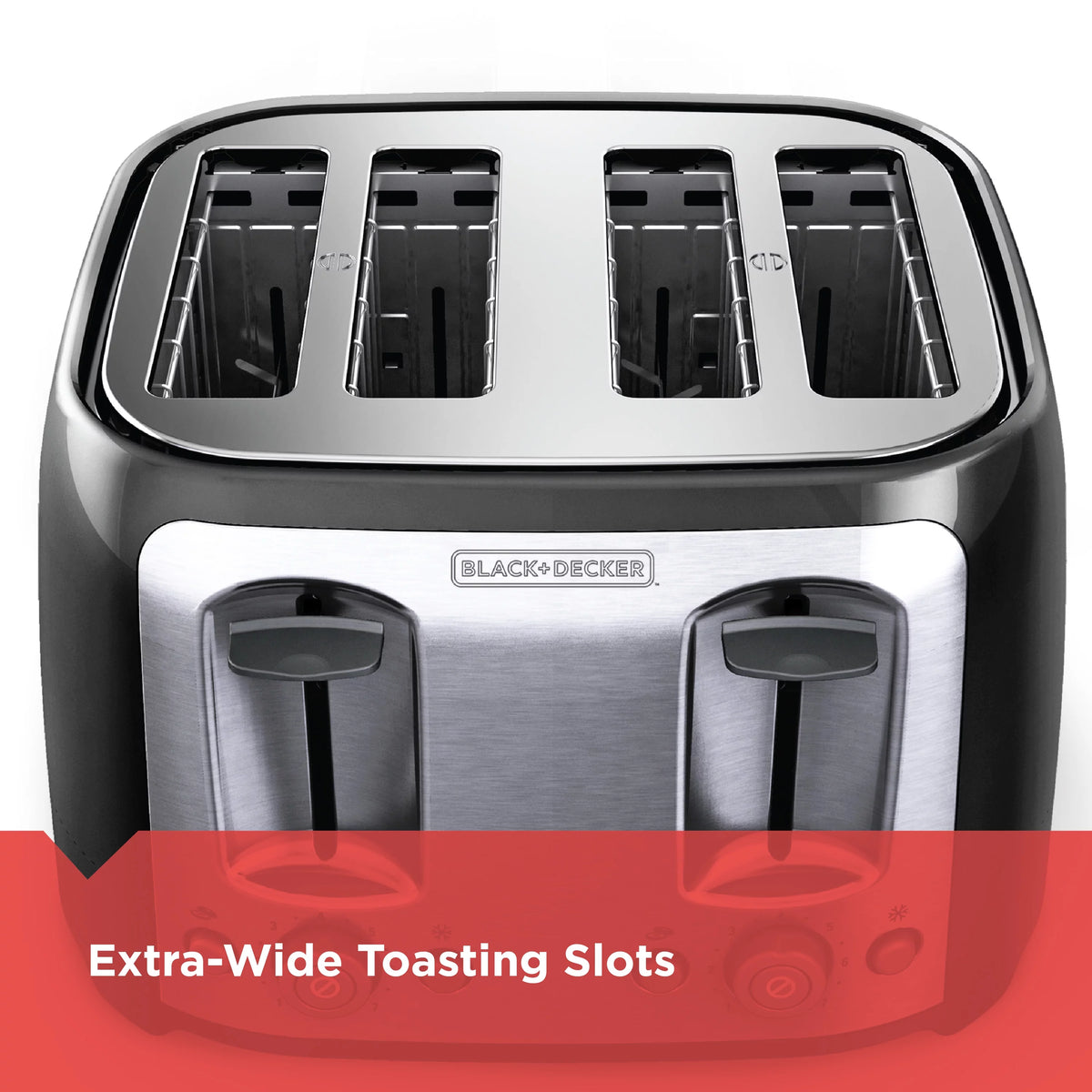 4-Slice Toaster with Extra-Wide Slots, Black/Silver W223236