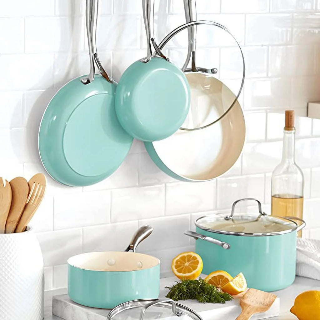 12-Piece Non-Stick Ceramic Cookware Set, Turquoise A91861