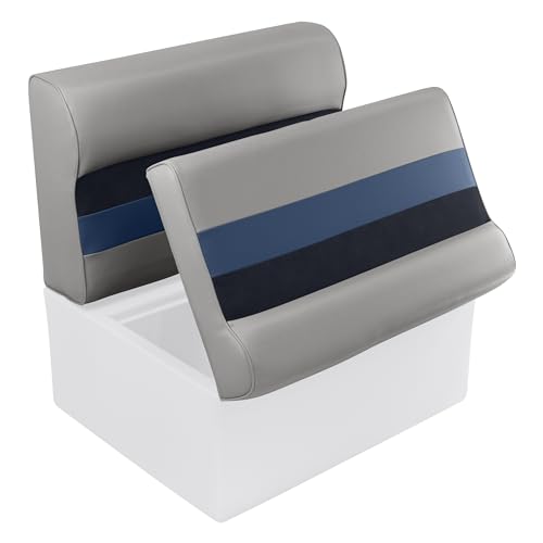28" Pontoon Bench Seat Cushion Set, Grey/Navy/Blue A872