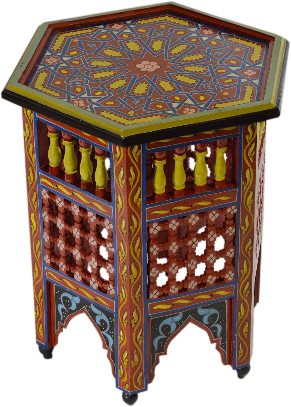 Red Hand Painted Wood Side Table A97469