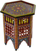 Red Hand Painted Wood Side Table A97469