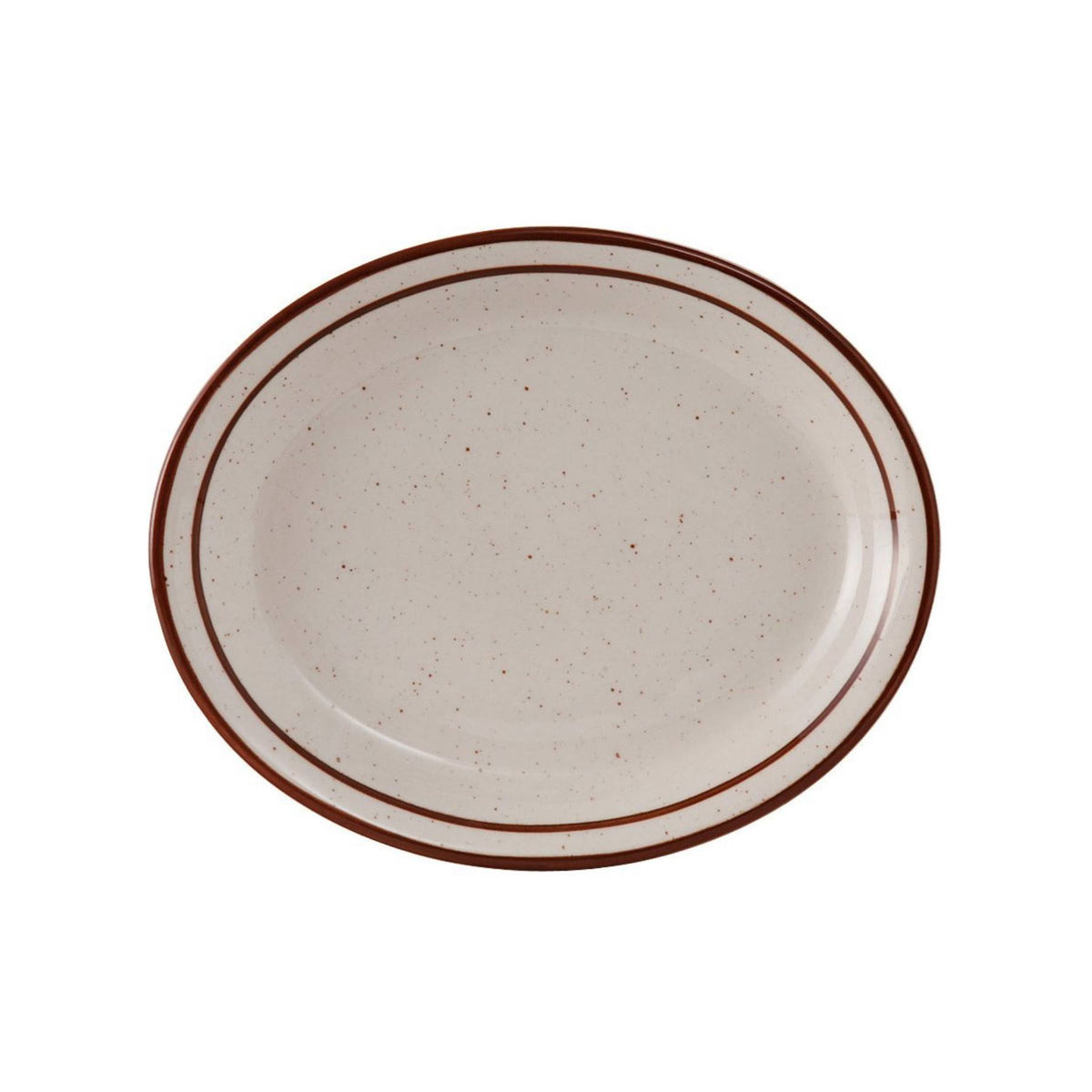 Eggshell Oval Platter with Brown Speckles Case of 36 F39403