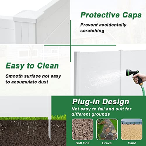 White 2 Panel Outdoor Privacy Screen with Iron Stakes Z1309