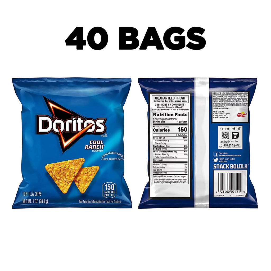 40 Count 1 oz Cool Ranch Tortilla Chips Multipack E266