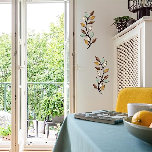 Vintage Blue Metal Tree Leaf Wall Decor T41702