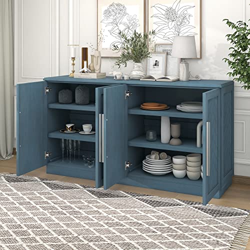 White 4 Door Sideboard Buffet Cabinet with Adjustable Shelves V637