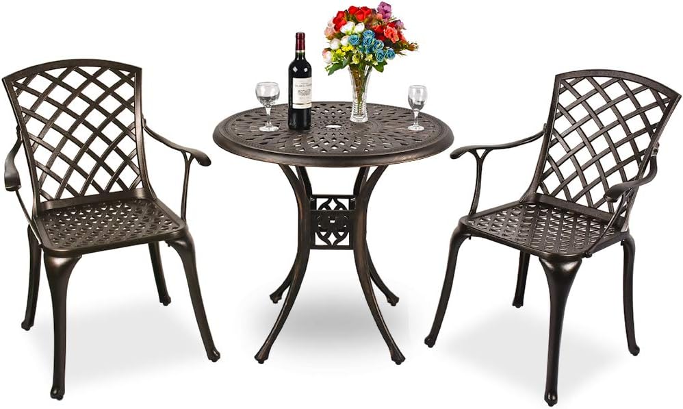 3 Piece Cast Aluminum Bistro Table Set K3790