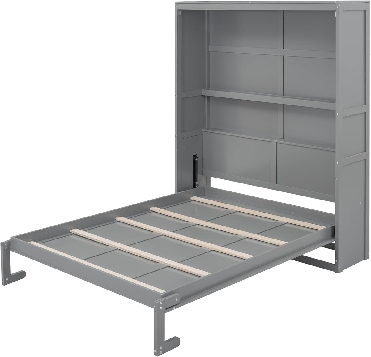 Gray Queen Size Murphy Bed with Shelves H9089