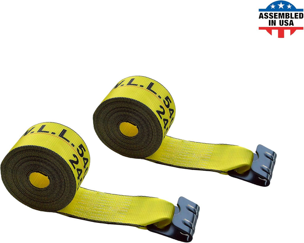 Yellow 4 x 60' Heavy Duty Tie Down Straps Pack of 2 D367