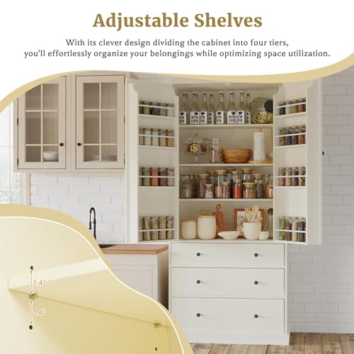 77" Grey Wooden Kitchen Pantry with 3 Drawers Z89433