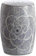 Blue Ceramic Drum Garden Stool X26134