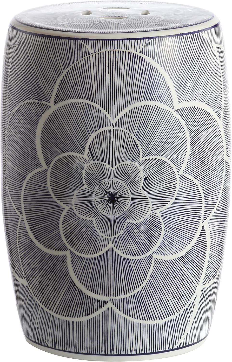 Blue Ceramic Drum Garden Stool X26134