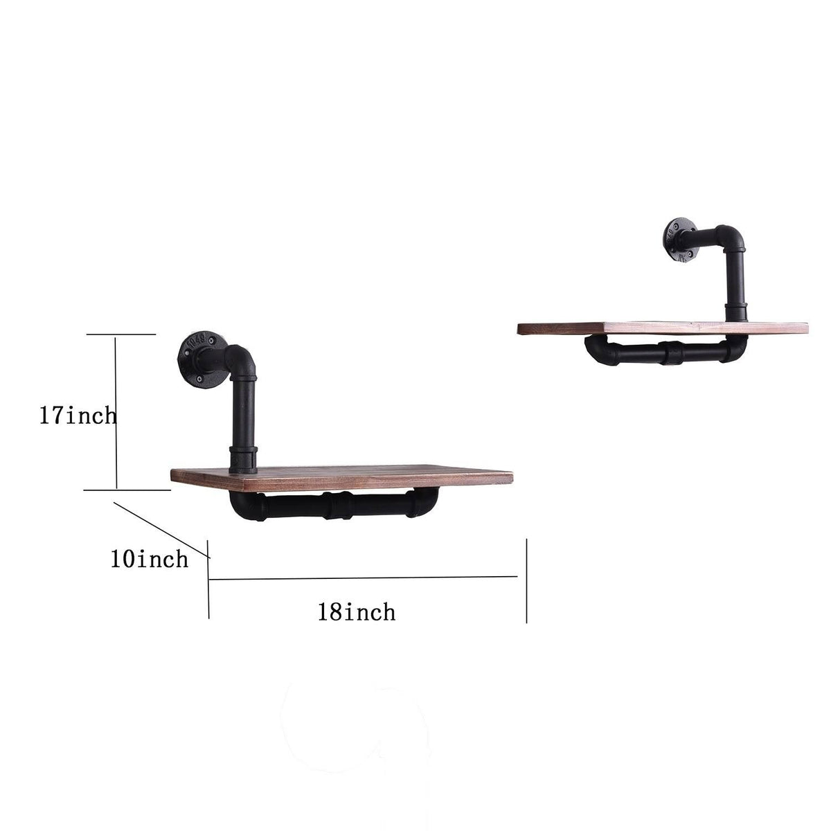 Weathered Wood and Black Pipe Wall Shelves Y996