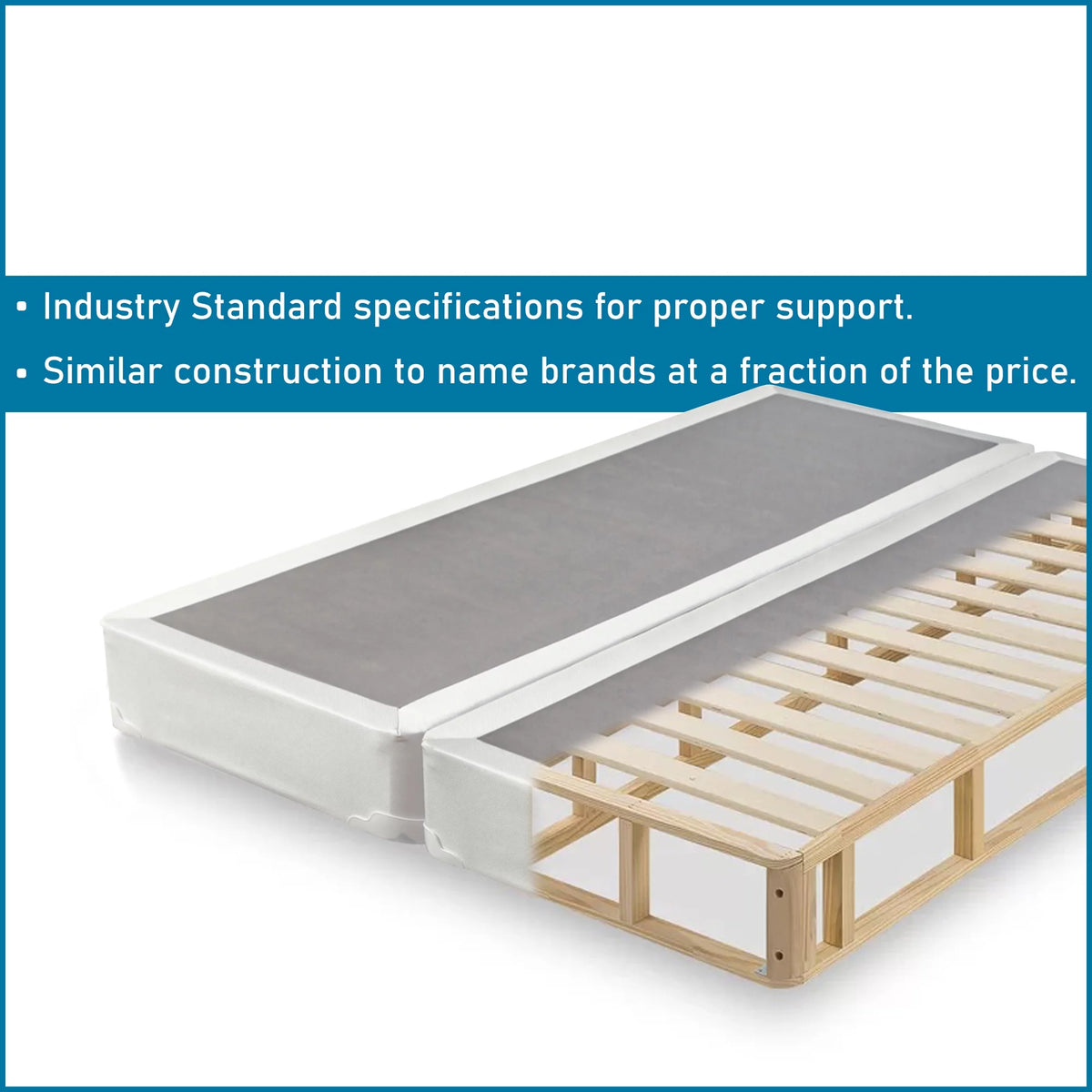 8" Split Wood Box Spring, King, White A5582