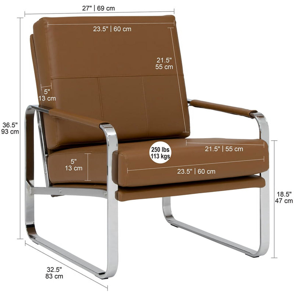 Caramel Brown 2-Piece Accent Chair and Ottoman Set Y6625