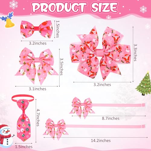 48 Pcs Pink Christmas Dog Bandanas Bow Collars and Ties Set E727251