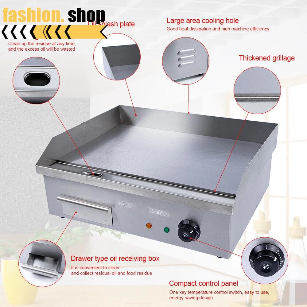 Commercial Electric Countertop Griddle 548x350mm 110V O88341