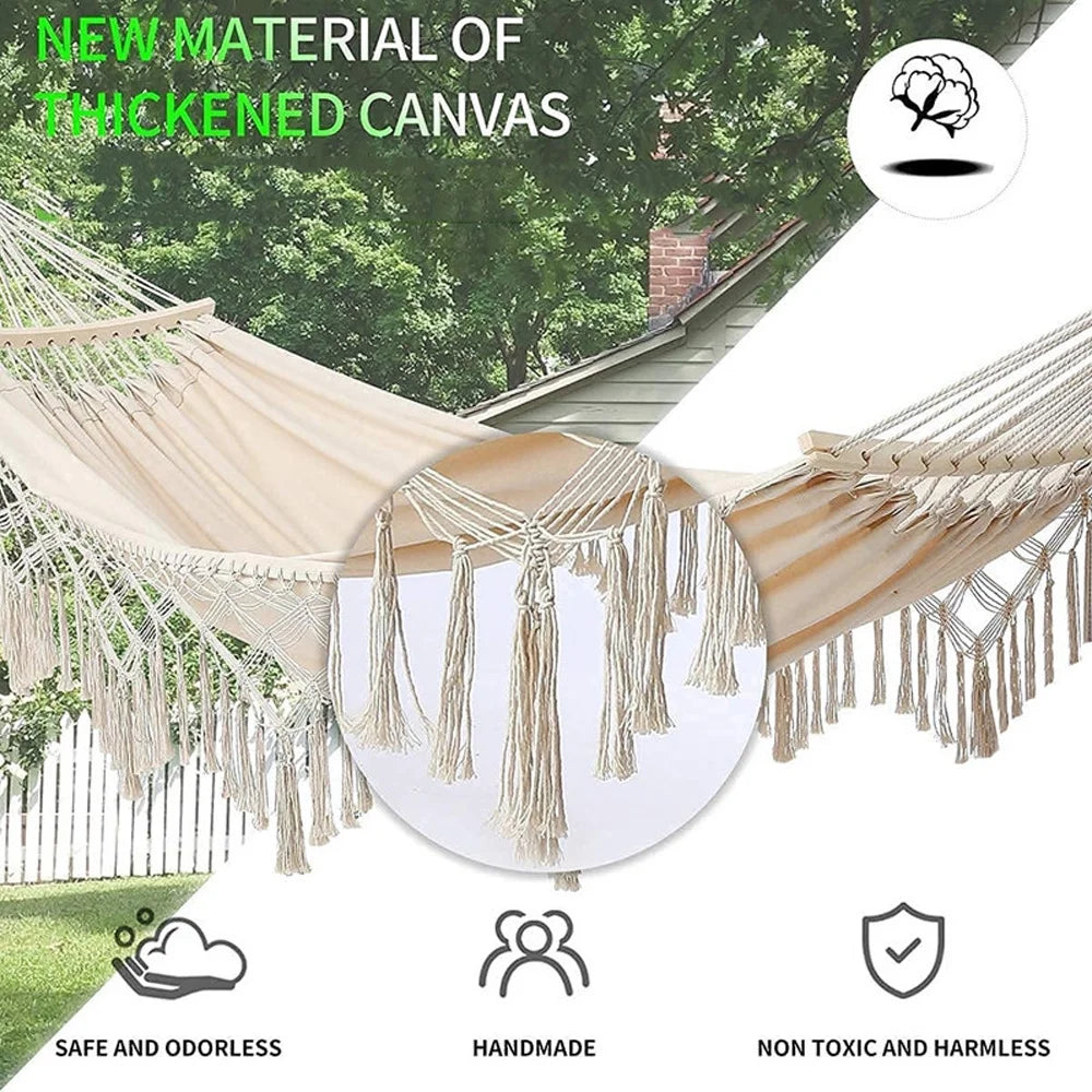 Double Macrame Hammock Swing Bed U543441