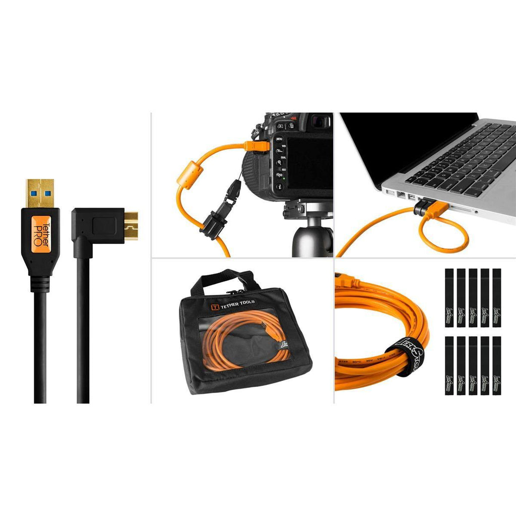 Black USB 3.0 Micro-B Cable Starter Tethering Kit Y651