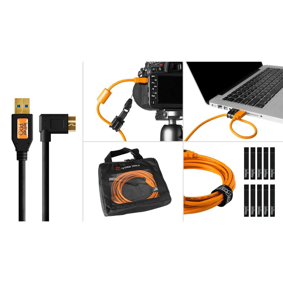Black USB 3.0 Micro-B Cable Starter Tethering Kit Y651