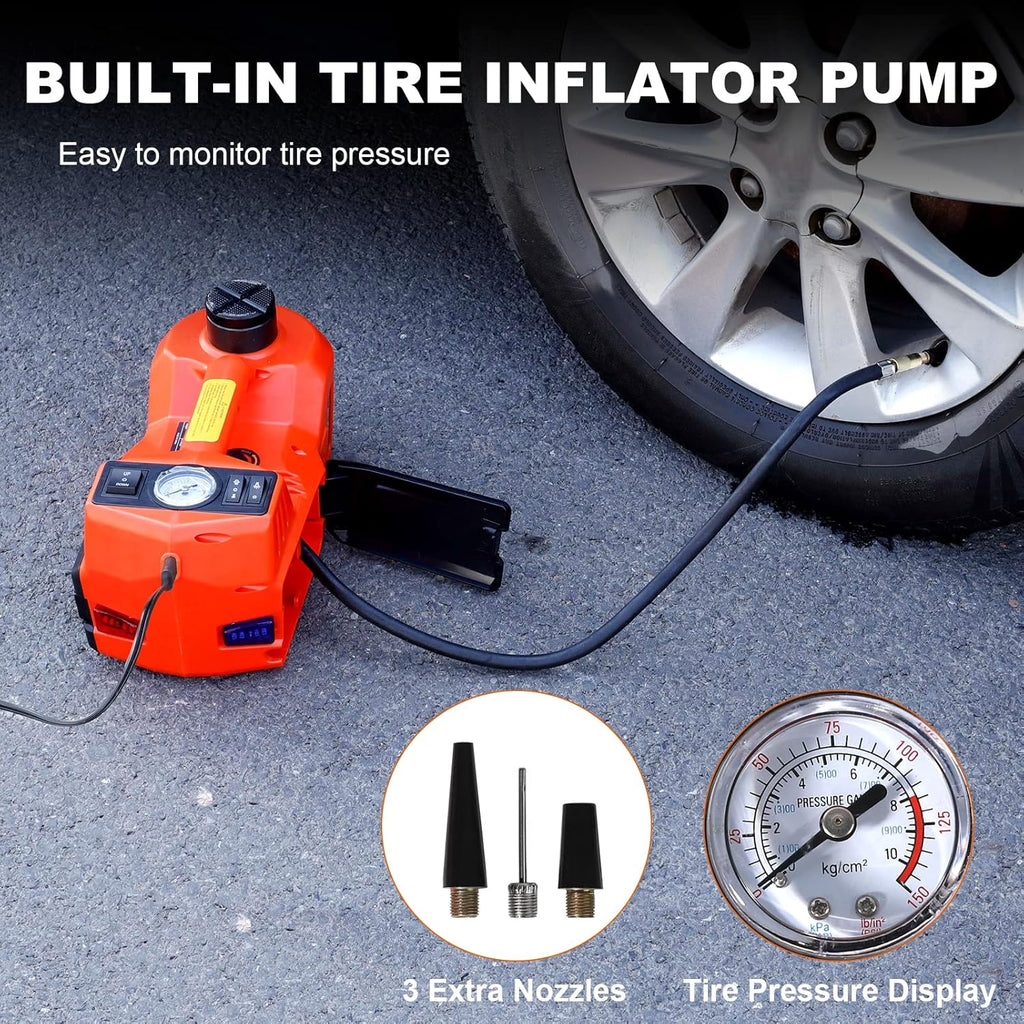 Electric Hydraulic Car Jack 5 Ton with Tire Inflator Pump and Electric Wrench B887480