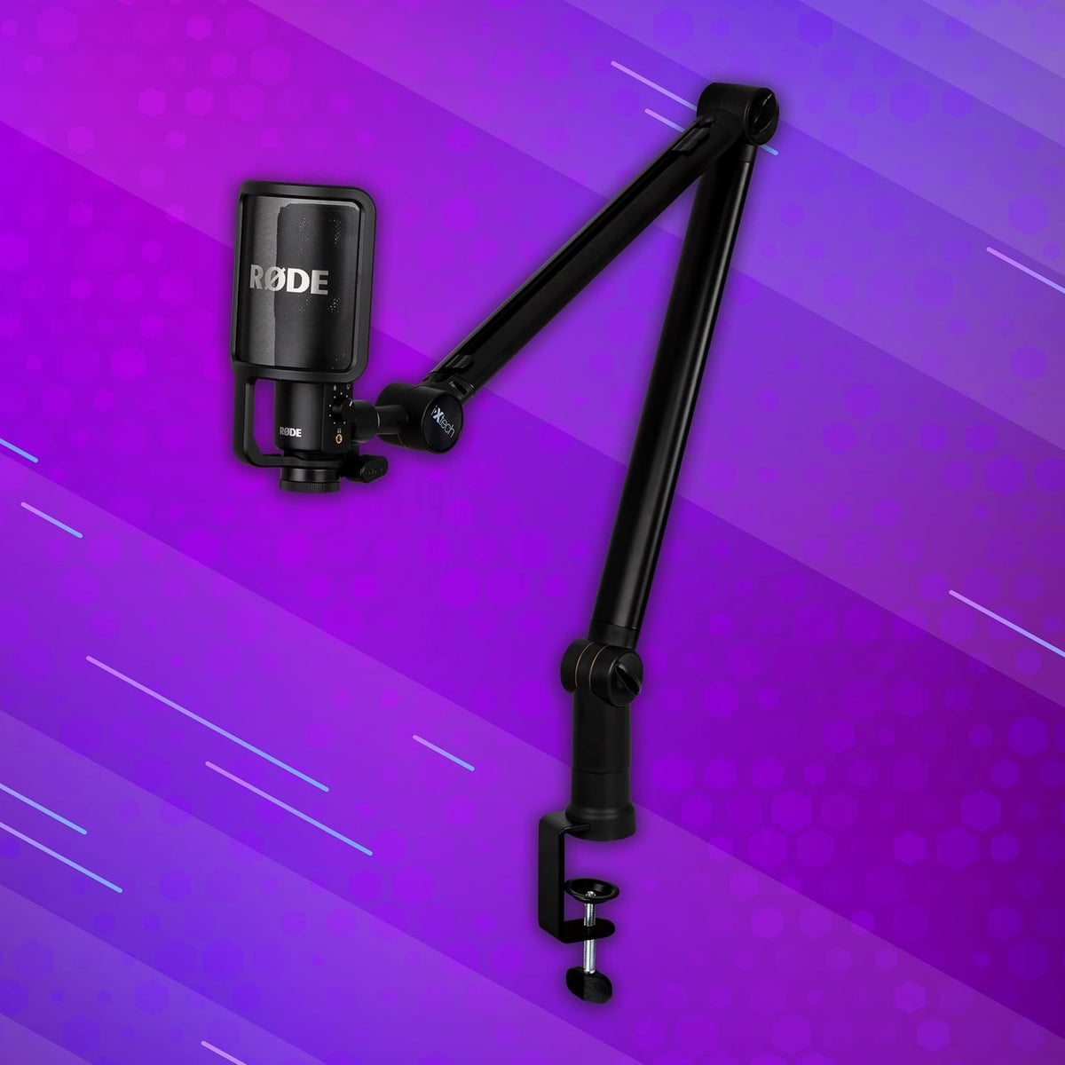 Microphone Boom Arm with Desk Mount, 360° Rotatable, Adjustable and Foldable Scissor Mounting C551
