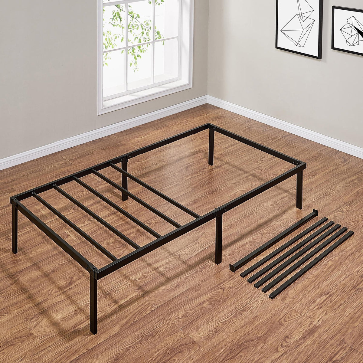 14 Inch Black Metal Twin Bed Frame C173710