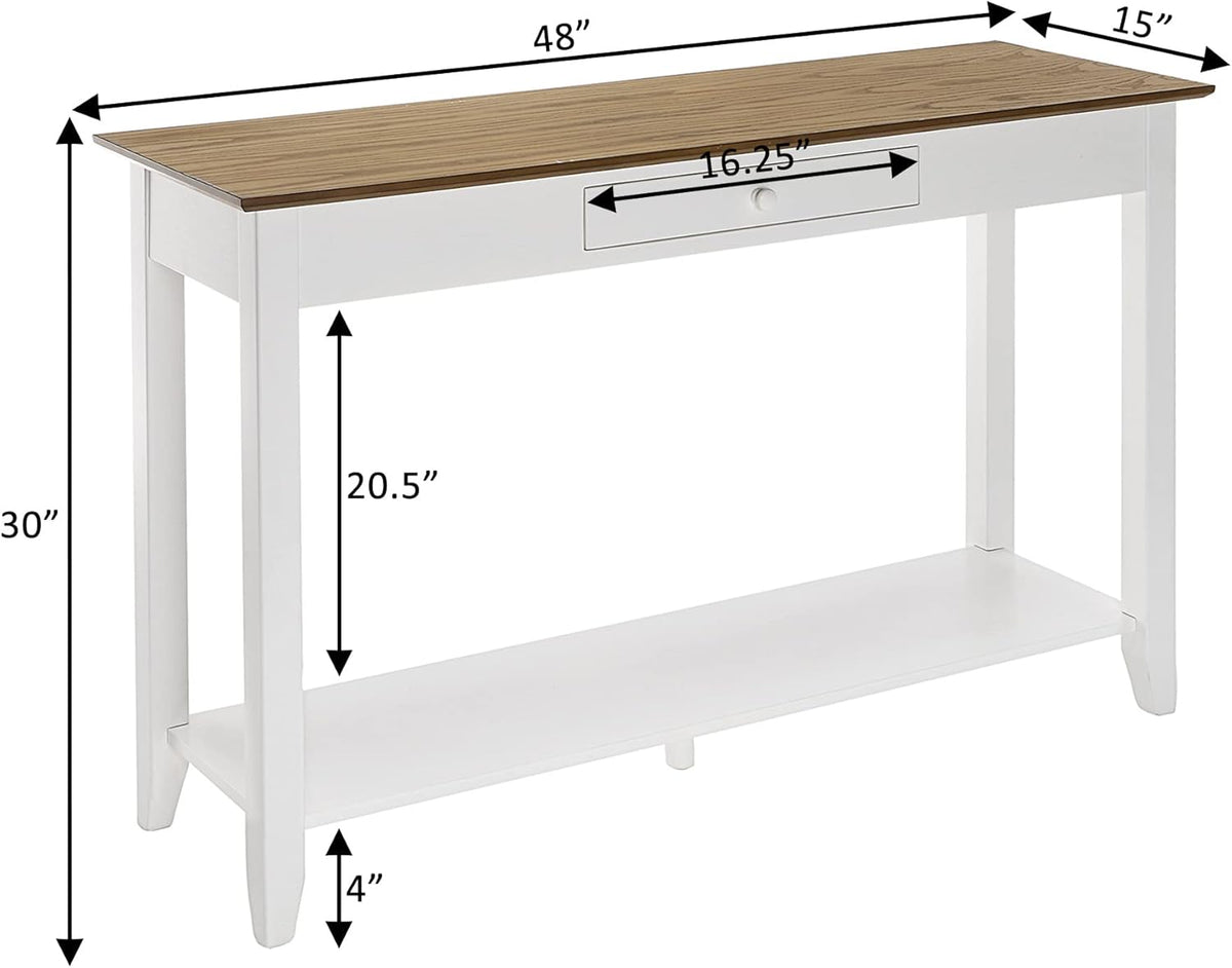 1-Drawer Console Table with Shelf, Driftwood/White C9626