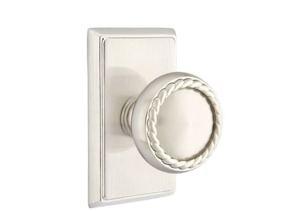 Satin Nickel Passage Rope Knob with Rectangular Rose W946