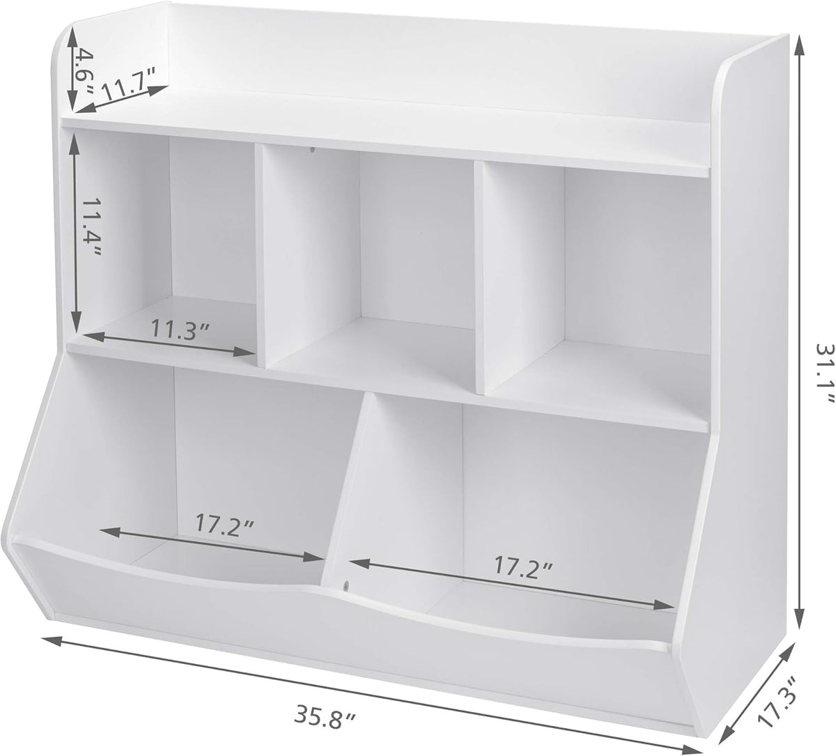 White Toy Storage Organizer with Bookcase A94881