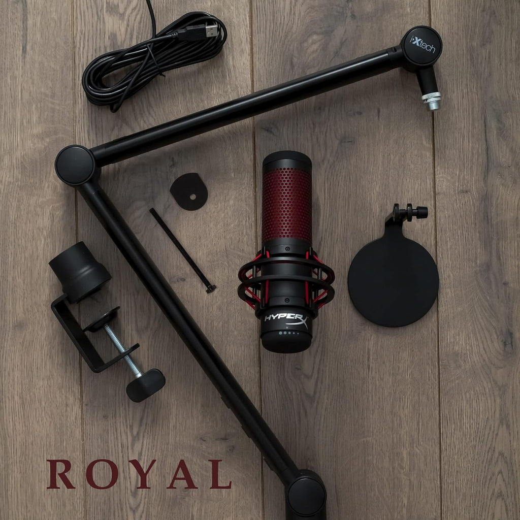 Microphone Boom Arm with Desk Mount, 360° Rotatable, Adjustable and Foldable Scissor Mounting C551