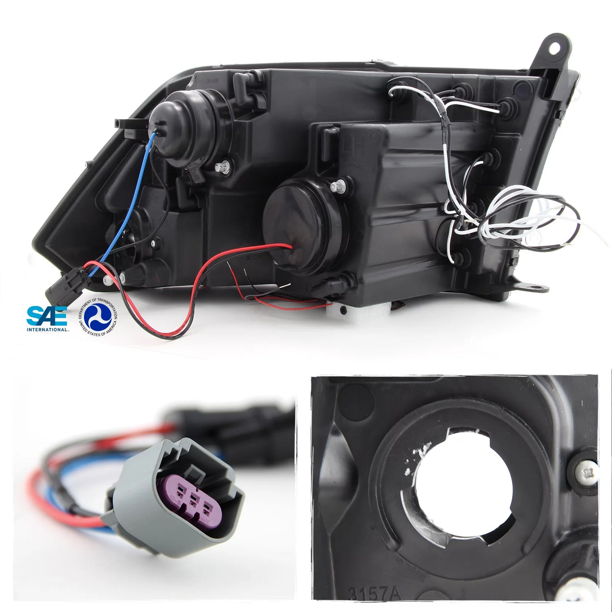For 2009-2018 Dodge Ram Black Housing LED Projector Headlights + Smoke Lens Tail Lights Y573