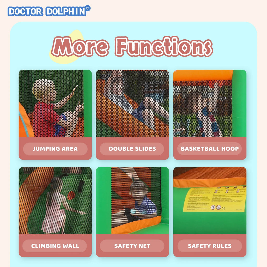 Inflatable Bounce House with Double Slide K649365