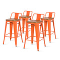 Orange Low Back Counter Stool Set of 4 D424294