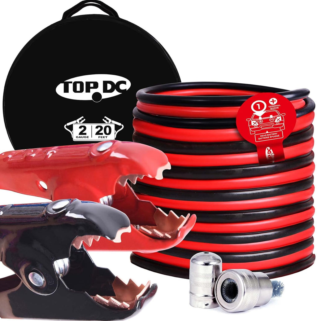 100% Copper Jumper Cables 4 Gauge 20 Feet Heavy Duty Booster Cables with Carry Bag and Safety Gloves Y503211